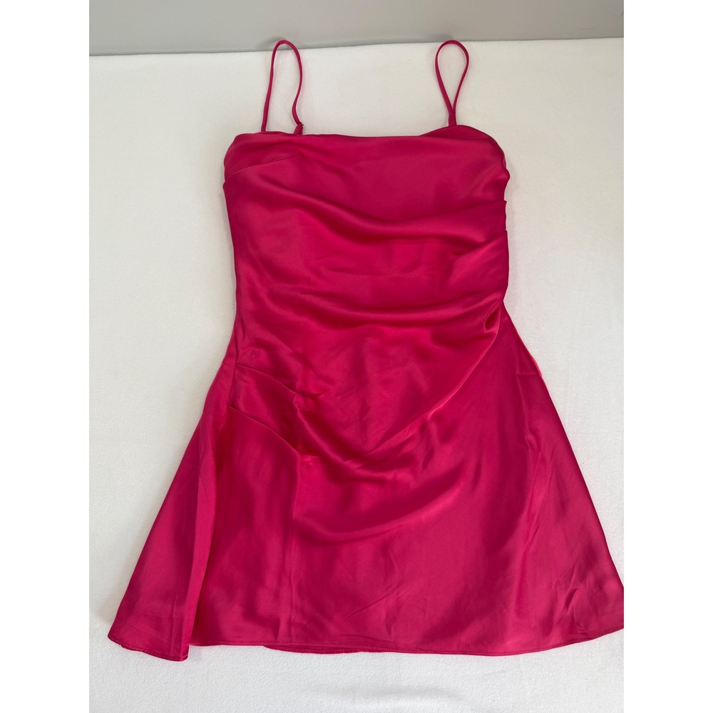 ASTR the Label Gaia Dress Pink Satin Cowl Neck Ruched Homecoming/Party Wedding